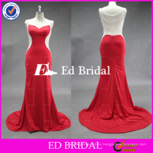 ST1004 Pasión de moda de cristal rojo rebordeado cubierto detrás de la columna Alibaba Africano Evening Dresses